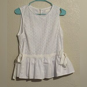 White Eyelet Sleeveless Blouse